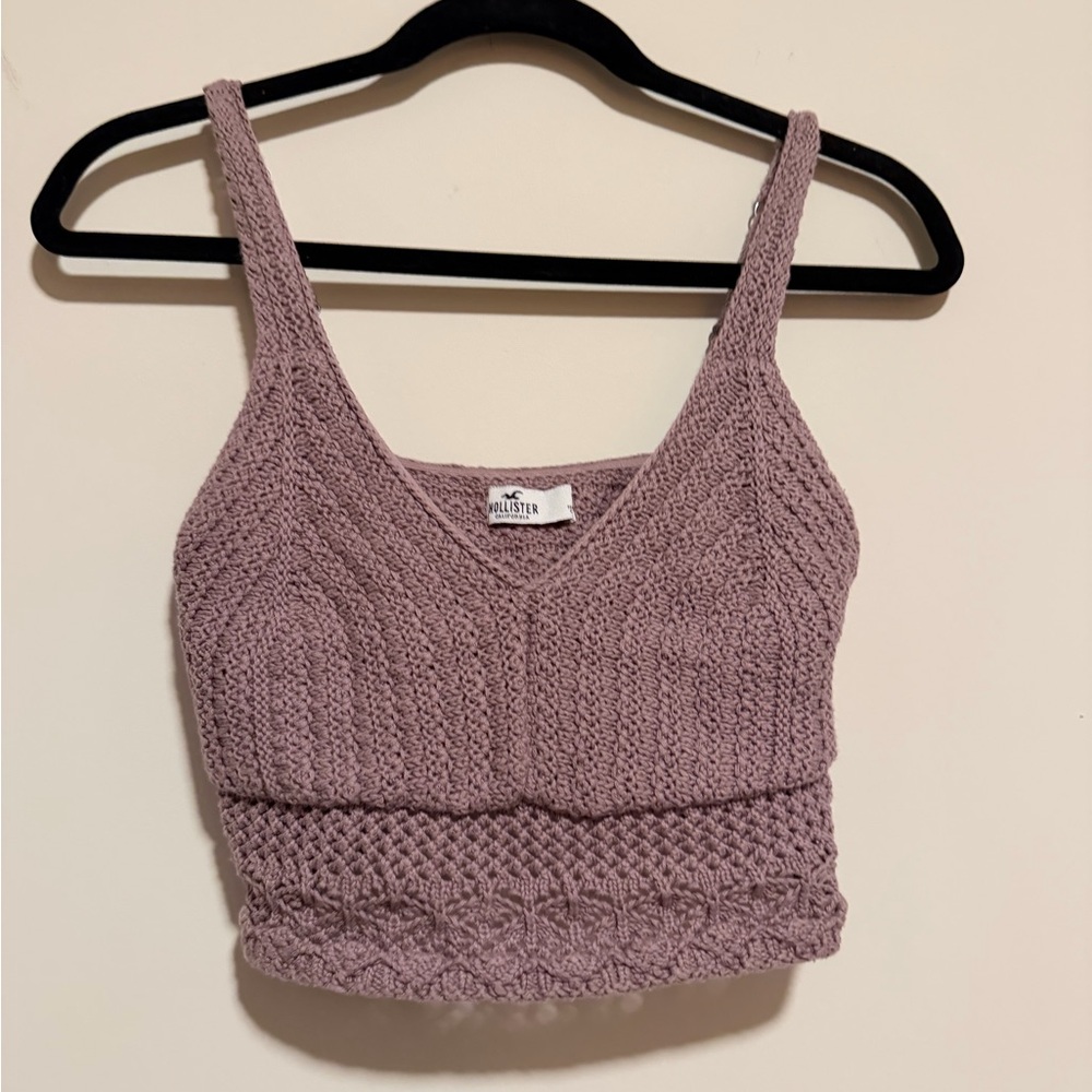 Hollister Lavender Knit Crochet Cropped Cami